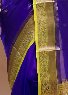 Blue Kora Pure Silk Saree With Blouse Piece - Indian Silk House Agencies