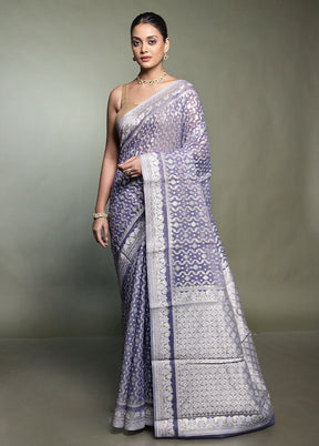 Grey Pure Cotton Saree With Blouse Piece
