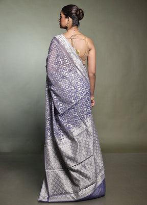 Grey Pure Cotton Saree With Blouse Piece