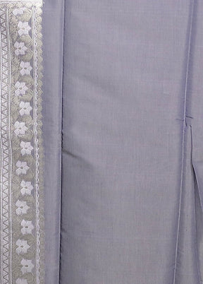 Grey Pure Cotton Saree With Blouse Piece