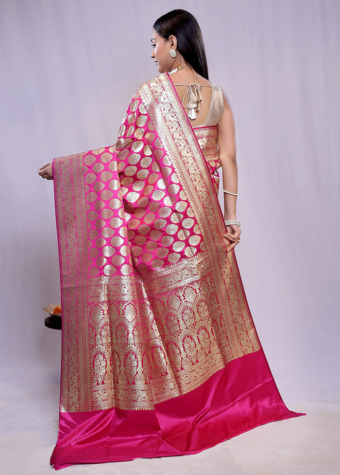 Pink Banarasi Silk Saree With Blouse Piece - Indian Silk House Agencies