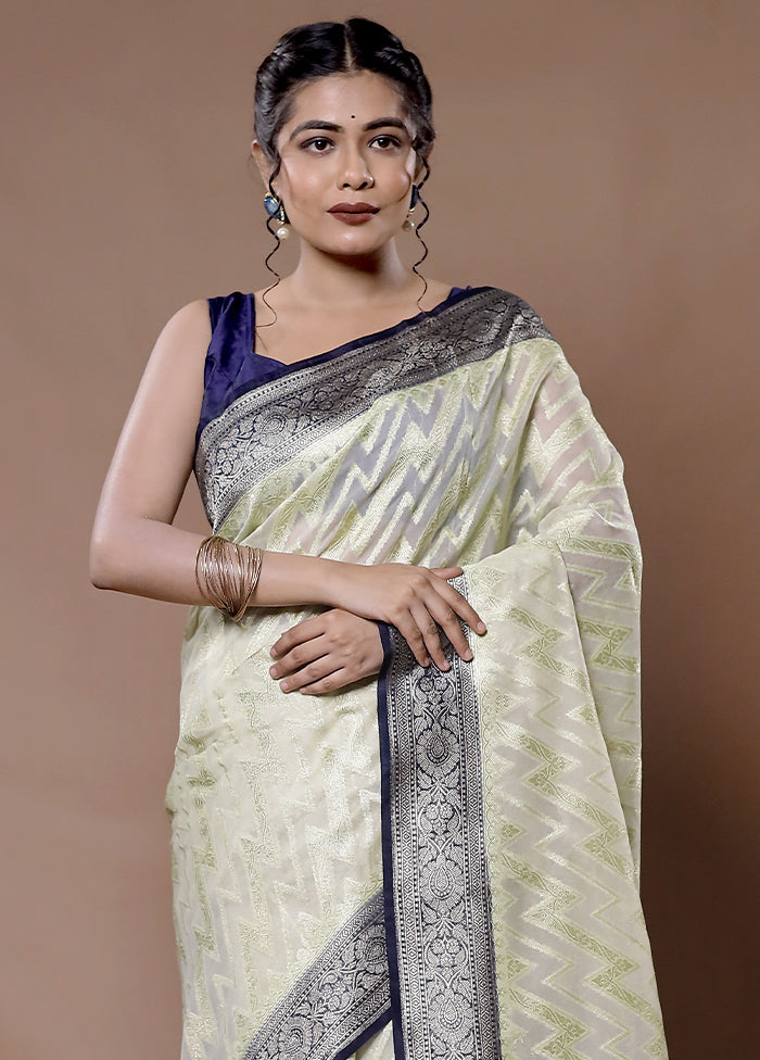 Cream Kora Silk Saree With Blouse Piece - Indian Silk House Agencies