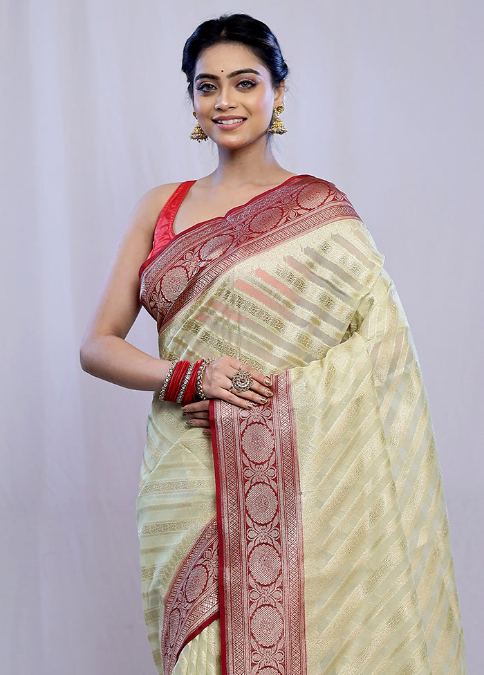 Cream Kora Silk Saree With Blouse Piece - Indian Silk House Agencies