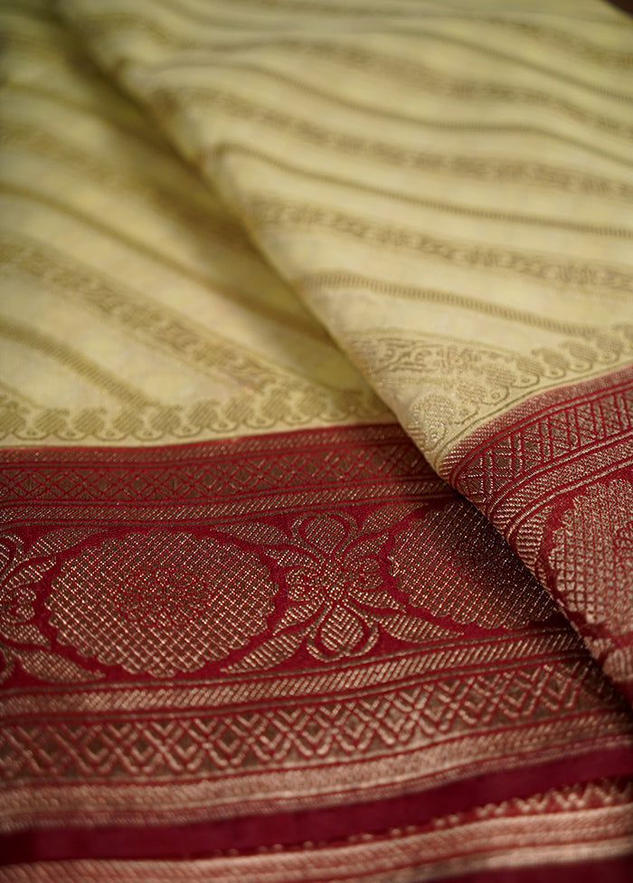 Cream Kora Silk Saree With Blouse Piece - Indian Silk House Agencies