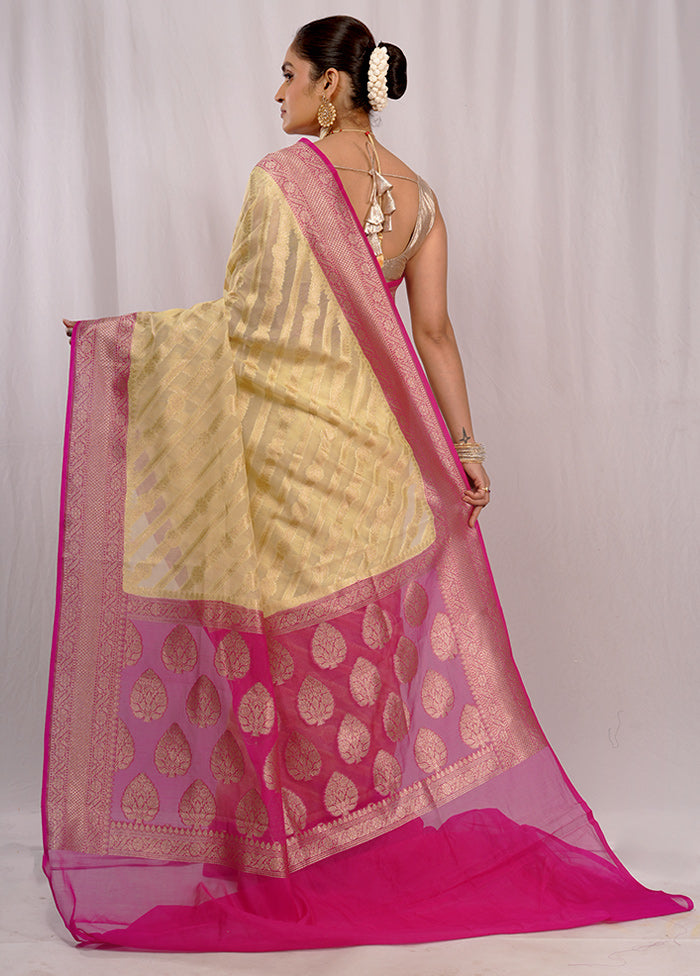 Cream Kora Silk Saree With Blouse Piece - Indian Silk House Agencies