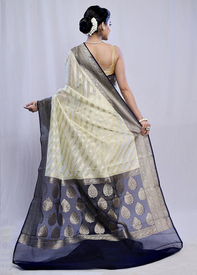 Cream Kora Silk Saree With Blouse Piece - Indian Silk House Agencies