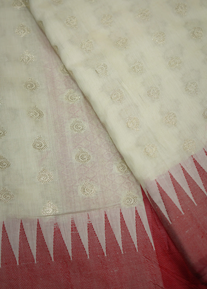 Cream Kora Silk Saree With Blouse Piece - Indian Silk House Agencies