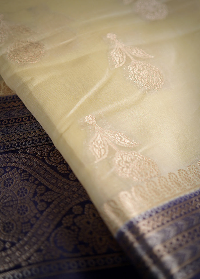 Cream Kora Silk Saree With Blouse Piece - Indian Silk House Agencies