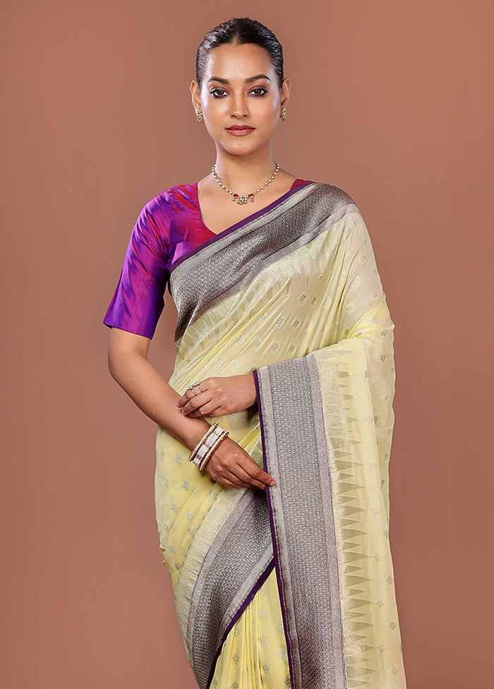 Cream Kora Silk Saree With Blouse Piece