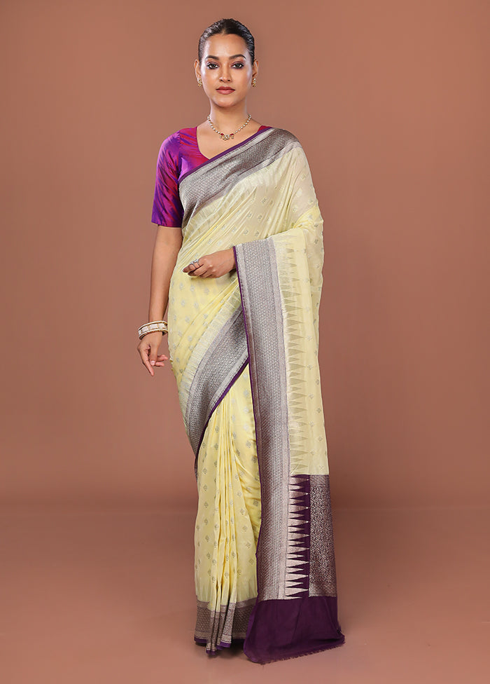 Cream Kora Silk Saree With Blouse Piece