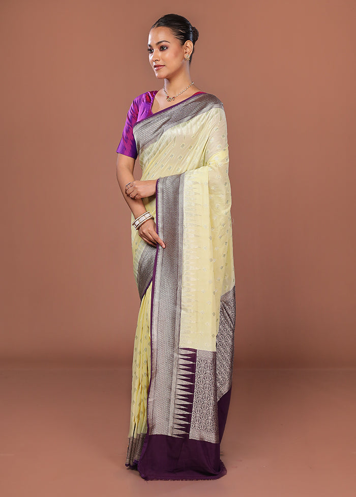 Cream Kora Silk Saree With Blouse Piece