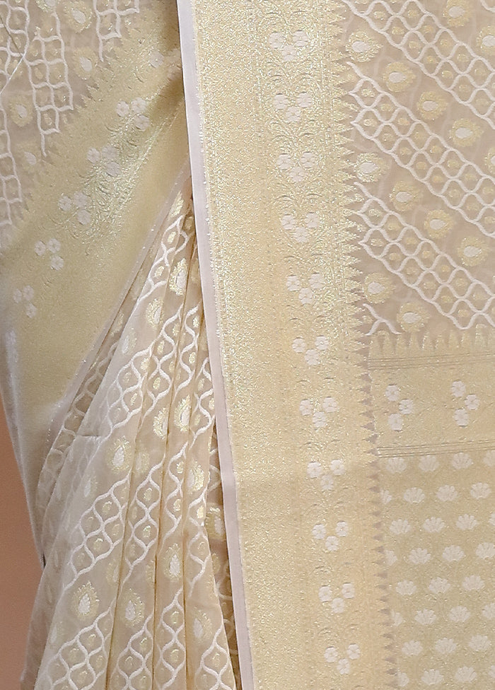 Cream Kora Silk Saree With Blouse Piece - Indian Silk House Agencies