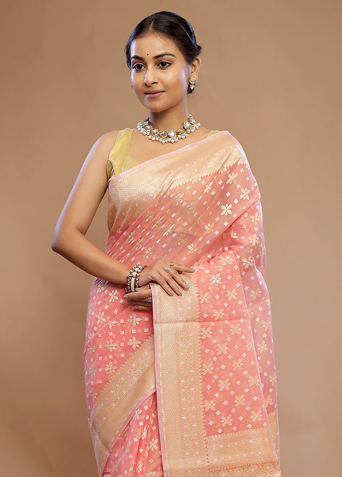 Pink Kora Silk Saree With Blouse Piece - Indian Silk House Agencies