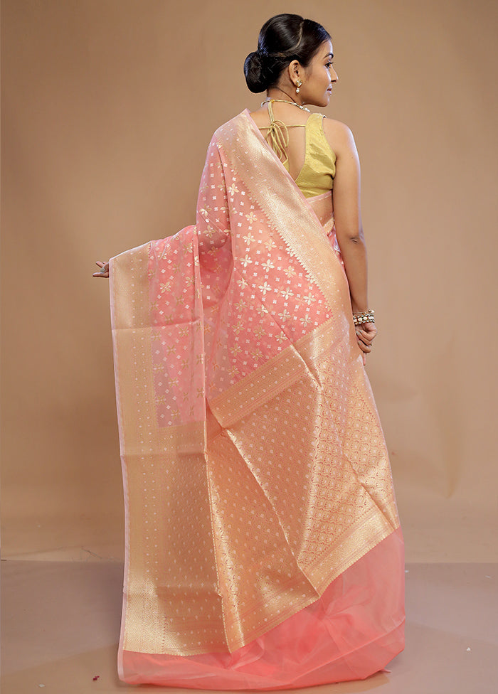 Pink Kora Silk Saree With Blouse Piece - Indian Silk House Agencies