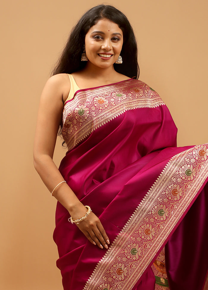 Purple Banarasi Silk Saree With Blouse Piece