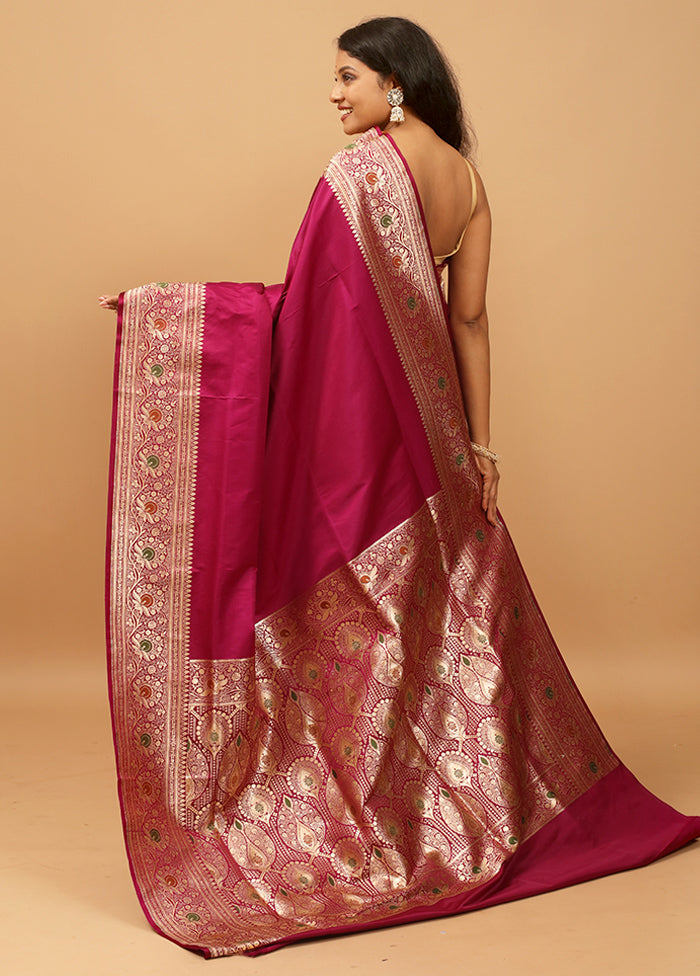 Purple Banarasi Silk Saree With Blouse Piece