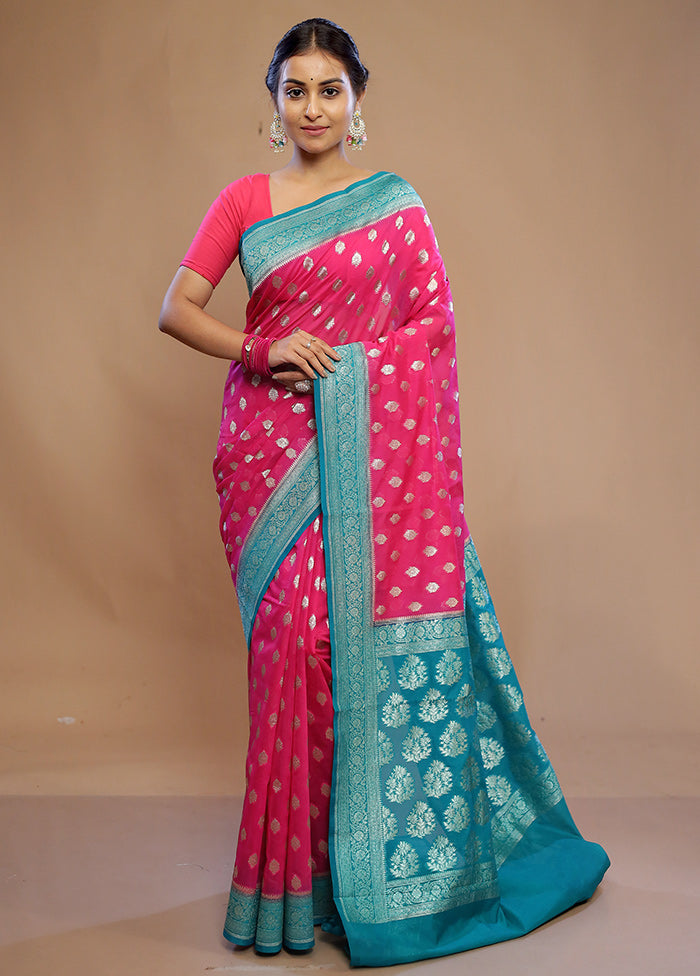 Pink Dupion Silk Saree With Blouse Piece - Indian Silk House Agencies