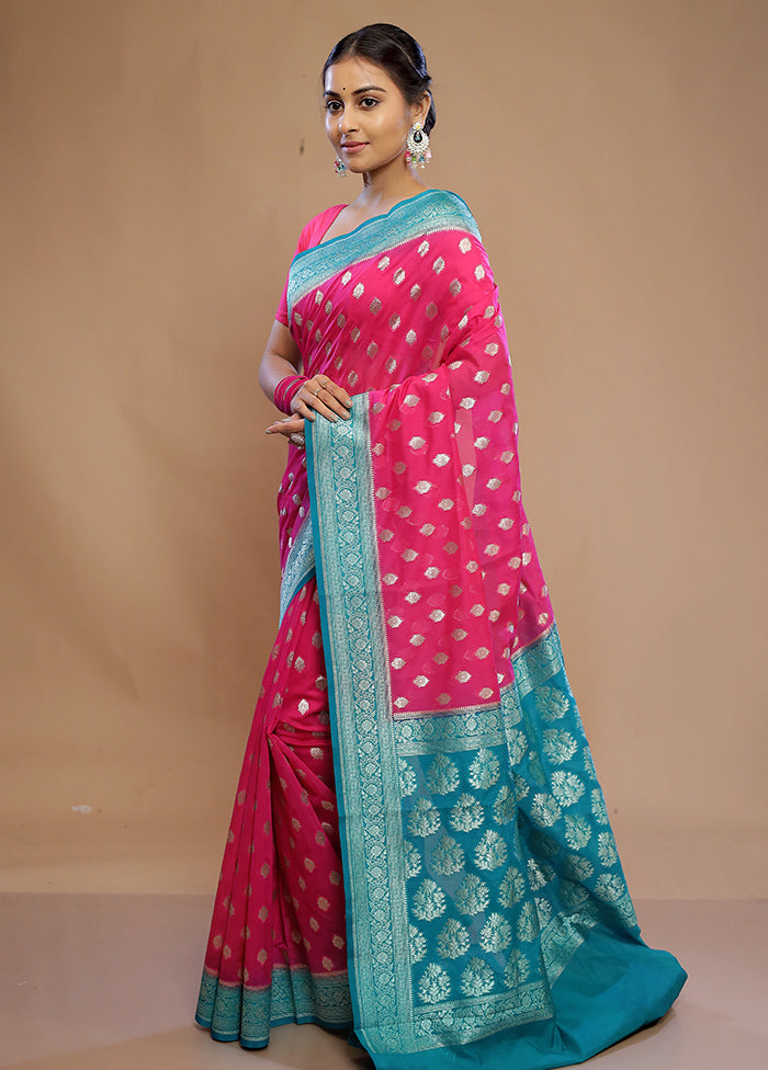 Pink Dupion Silk Saree With Blouse Piece - Indian Silk House Agencies