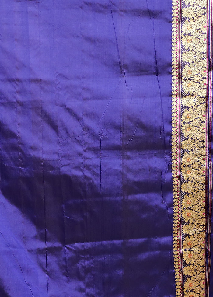 Blue Handloom Assam Pure Silk Saree With Blouse Piece