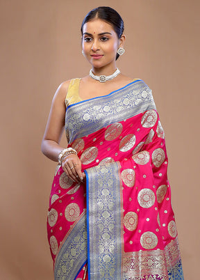 Pink Banarasi Silk Saree With Blouse Piece - Indian Silk House Agencies