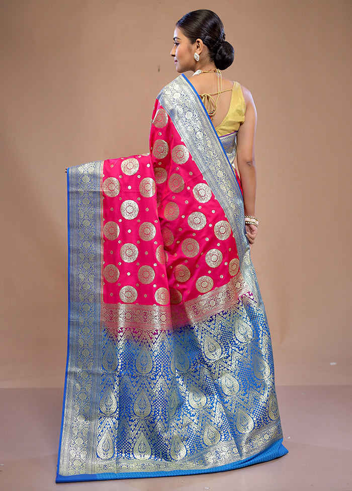 Pink Banarasi Silk Saree With Blouse Piece - Indian Silk House Agencies