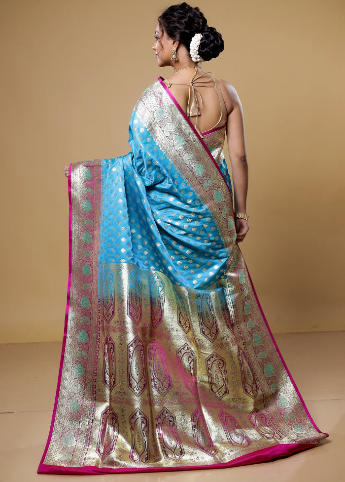 Green Banarasi Silk Saree With Blouse Piece