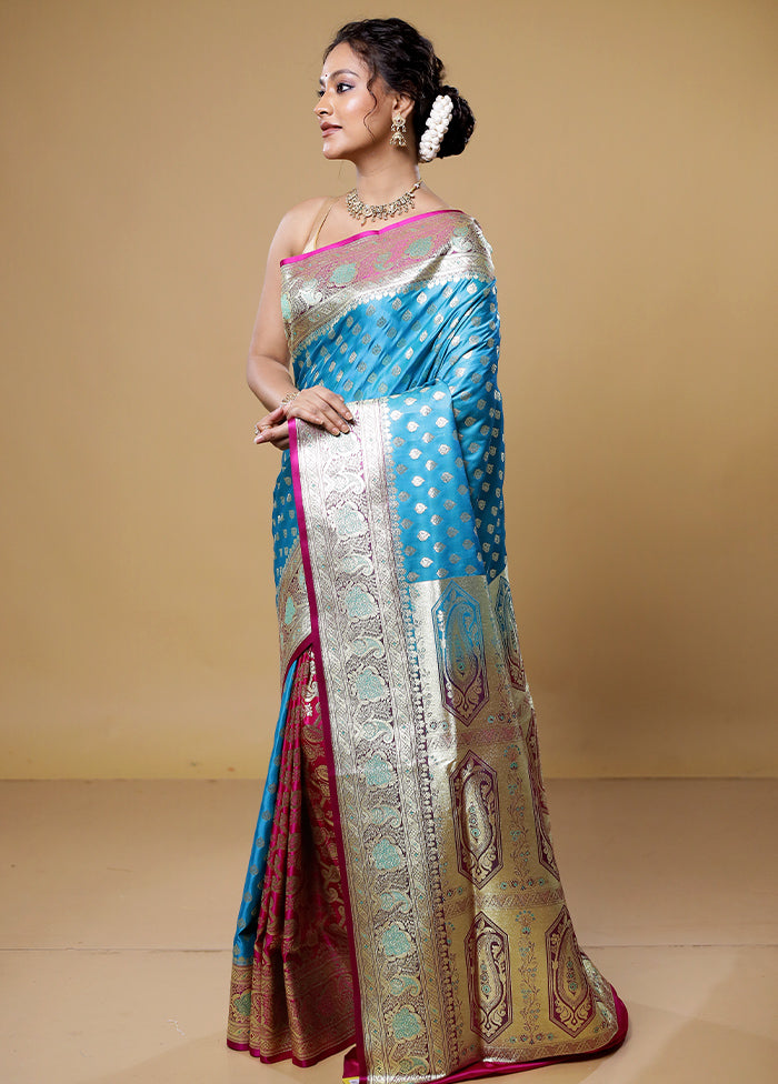 Green Banarasi Silk Saree With Blouse Piece