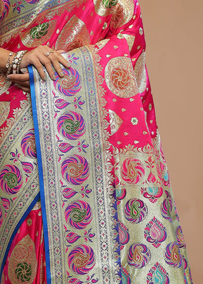 Pink Banarasi Silk Saree With Blouse Piece - Indian Silk House Agencies