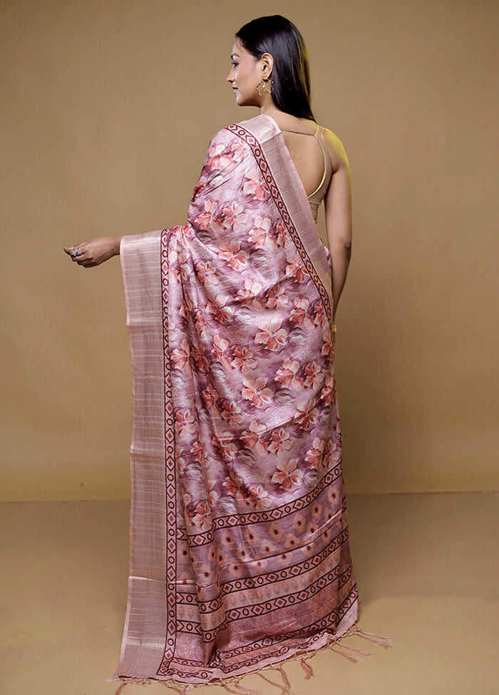 Pink Dupion Silk Saree With Blouse Piece