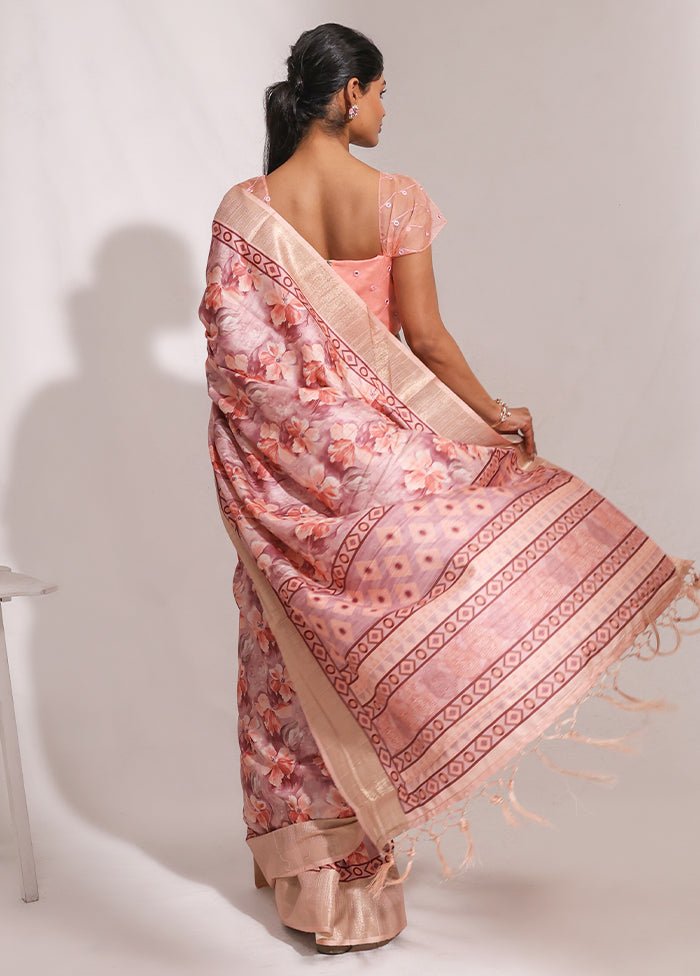 Pink Dupion Silk Saree With Blouse Piece