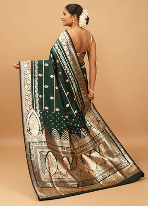 Green Banarasi Silk Saree With Blouse Piece