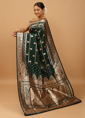 Green Banarasi Silk Saree With Blouse Piece