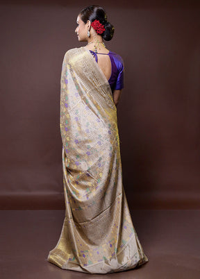 Cream Dupion Silk Saree With Blouse Piece