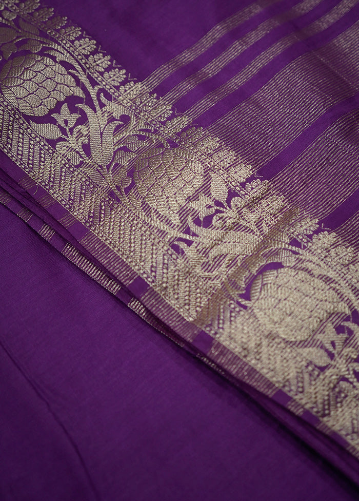 Purple Cotton Saree With Blouse Piece - Indian Silk House Agencies