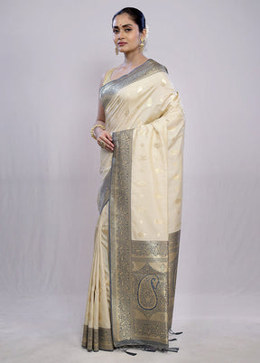 Cream Dupion Silk Saree With Blouse Piece - Indian Silk House Agencies