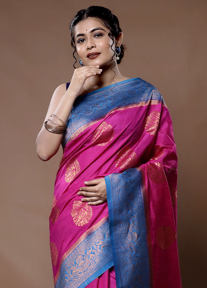 Pink Dupion Silk Saree With Blouse Piece - Indian Silk House Agencies