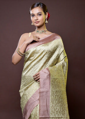 Cream Dupion Silk Saree With Blouse Piece