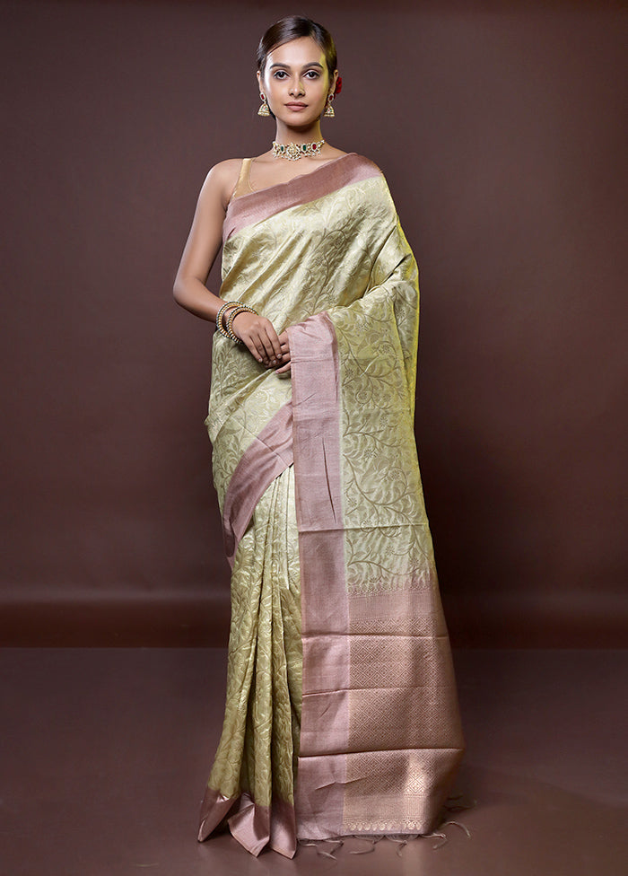 Cream Dupion Silk Saree With Blouse Piece