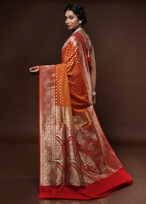 Orange Uppada Silk Saree With Blouse Piece - Indian Silk House Agencies