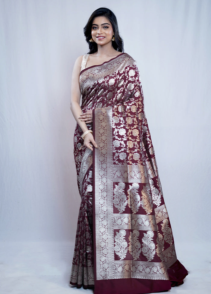 Maroon Uppada Silk Saree With Blouse Piece - Indian Silk House Agencies