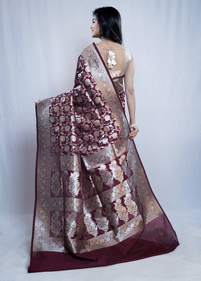 Maroon Uppada Silk Saree With Blouse Piece - Indian Silk House Agencies