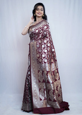 Maroon Uppada Silk Saree With Blouse Piece - Indian Silk House Agencies