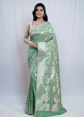 Green Uppada Silk Saree With Blouse Piece - Indian Silk House Agencies