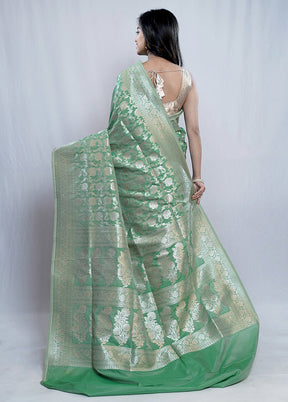 Green Uppada Silk Saree With Blouse Piece - Indian Silk House Agencies