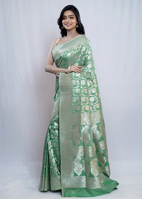 Green Uppada Silk Saree With Blouse Piece - Indian Silk House Agencies