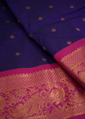 Purple Kanjivaram Silk Saree With Blouse Piece - Indian Silk House Agencies