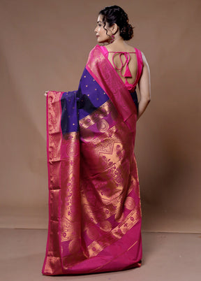 Purple Kanjivaram Silk Saree With Blouse Piece - Indian Silk House Agencies