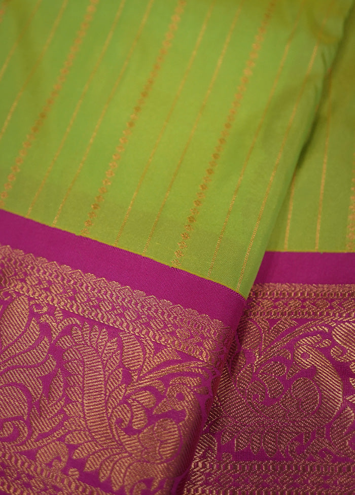 Green Kanjivaram Silk Saree Without Blouse Piece - Indian Silk House Agencies