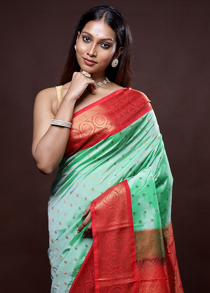 Green Kanjivaram Silk Saree Without Blouse Piece - Indian Silk House Agencies