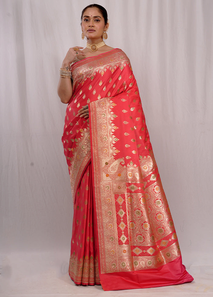 Pink Banarasi Silk Saree With Blouse Piece - Indian Silk House Agencies